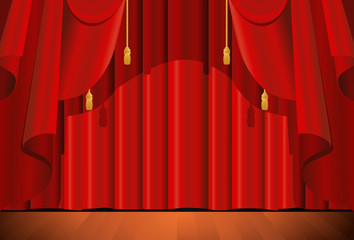  closed red stage curtain