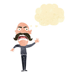 cartoon angry old man with thought bubble