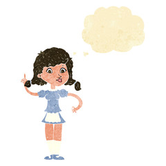 cartoon pretty maid woman with thought bubble