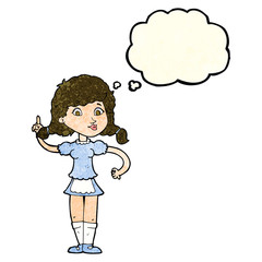 cartoon pretty maid woman with thought bubble