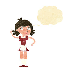cartoon surprised maid with thought bubble
