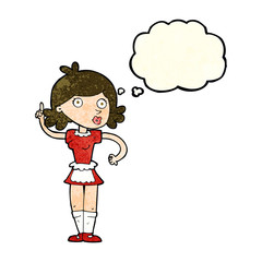 cartoon surprised maid with thought bubble