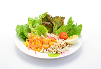 fresh vegetable and cereals salad isolated on white background