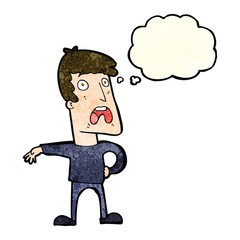 cartoon complaining man with thought bubble