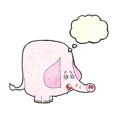 cartoon pink elephant with thought bubble