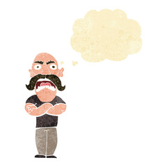 cartoon angry man with thought bubble