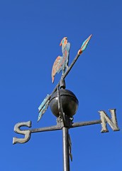 wind vane for measuring wind direction with a cock over