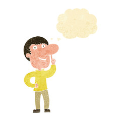 cartoon man with idea with thought bubble