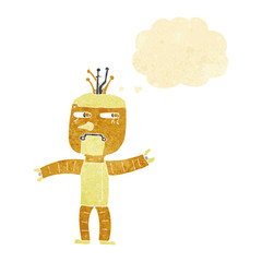 cartoon robot with thought bubble