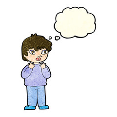 cartoon worried person with thought bubble