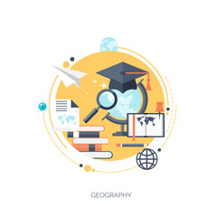 Flat vector illustration. Study and learning concept background