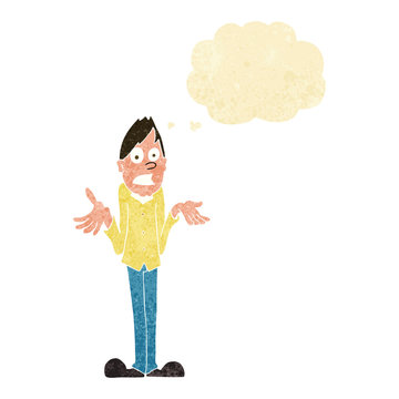 recommend clip art: cartoon man shrugging shoulders with thought bubble