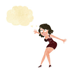 cartoon female spy with thought bubble