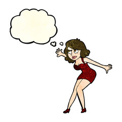 cartoon female spy with thought bubble