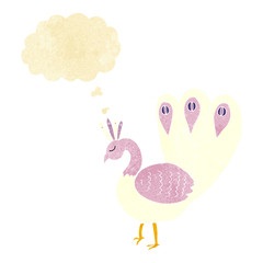 cartoon peacock with thought bubble