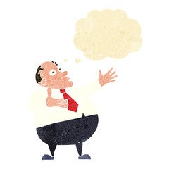 cartoon exasperated middle aged man with thought bubble