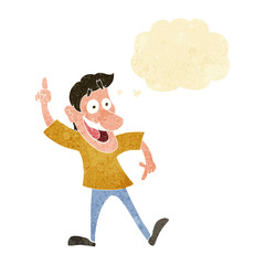 cartoon man with great idea with thought bubble