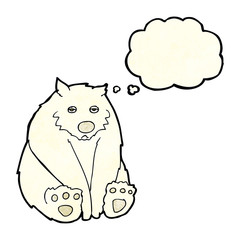 cartoon unhappy polar bear with thought bubble