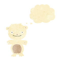 cartoon happy little polar bear with thought bubble
