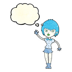 cartoon vampire girl with thought bubble