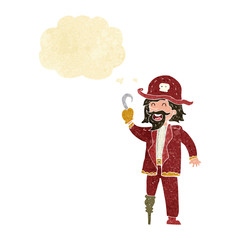 cartoon pirate captain with thought bubble