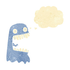 cartoon gross ghost with thought bubble