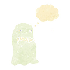 cartoon gross ghost with thought bubble