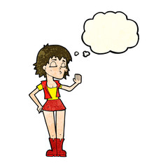 cartoon cool girl with thought bubble