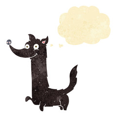 cartoon happy dog with thought bubble
