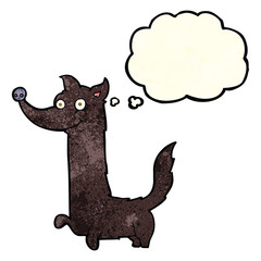 cartoon happy dog with thought bubble