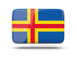 Square icon with flag of aland islands