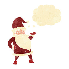 cartoon santa claus with thought bubble