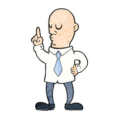 cartoon bald man with idea