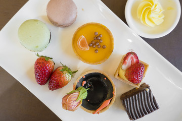 Variety of desserts in buffet