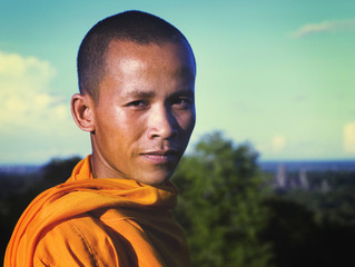 Angkor Portrait Cambodian Monk Traditional Culture Concept