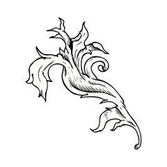 traditional hand drawn floral swirl