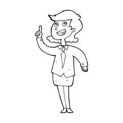 line drawing cartoon  businesswoman with idea
