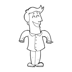 line drawing cartoon  man shrugging shoulders