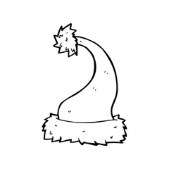 line drawing cartoon  santa hat