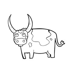 line drawing cartoon  cow