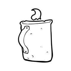 line drawing cartoon  old tin coffee mug