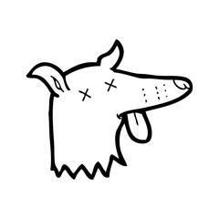 line drawing cartoon  dead dog face