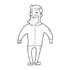 line drawing cartoon  bearded man