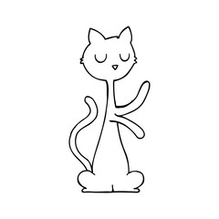 line drawing cartoon  cat