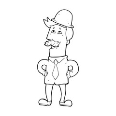 line drawing cartoon  man with mustache