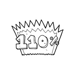 line drawing cartoon  110% symbol