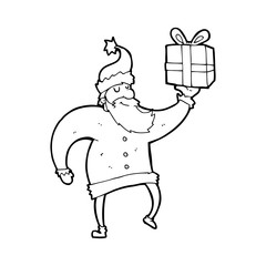 line drawing cartoon  santa claus