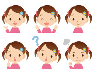 子供　女の子　表情ポーズ　セット