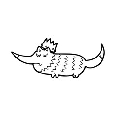 line drawing cartoon  little wolf with crown