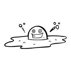 happy line drawing cartoon  fried egg